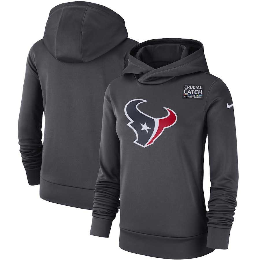 Women Houston Texans Anthracite Nike Crucial Catch Performance Hoodie,We sell and wholesale Women Houston Texans Anthracite Nike Crucial Catch Performance Hoodie on line form chian!